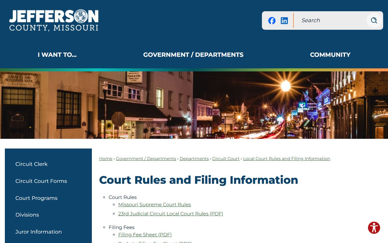 Jefferson County Circuit Clerk local court rules and filing information