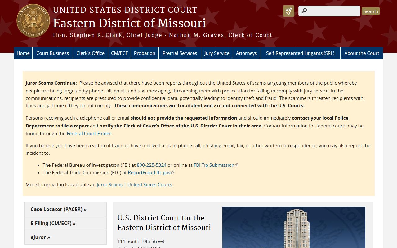 Jefferson County Circuit Court records separate from Eastern District federal court