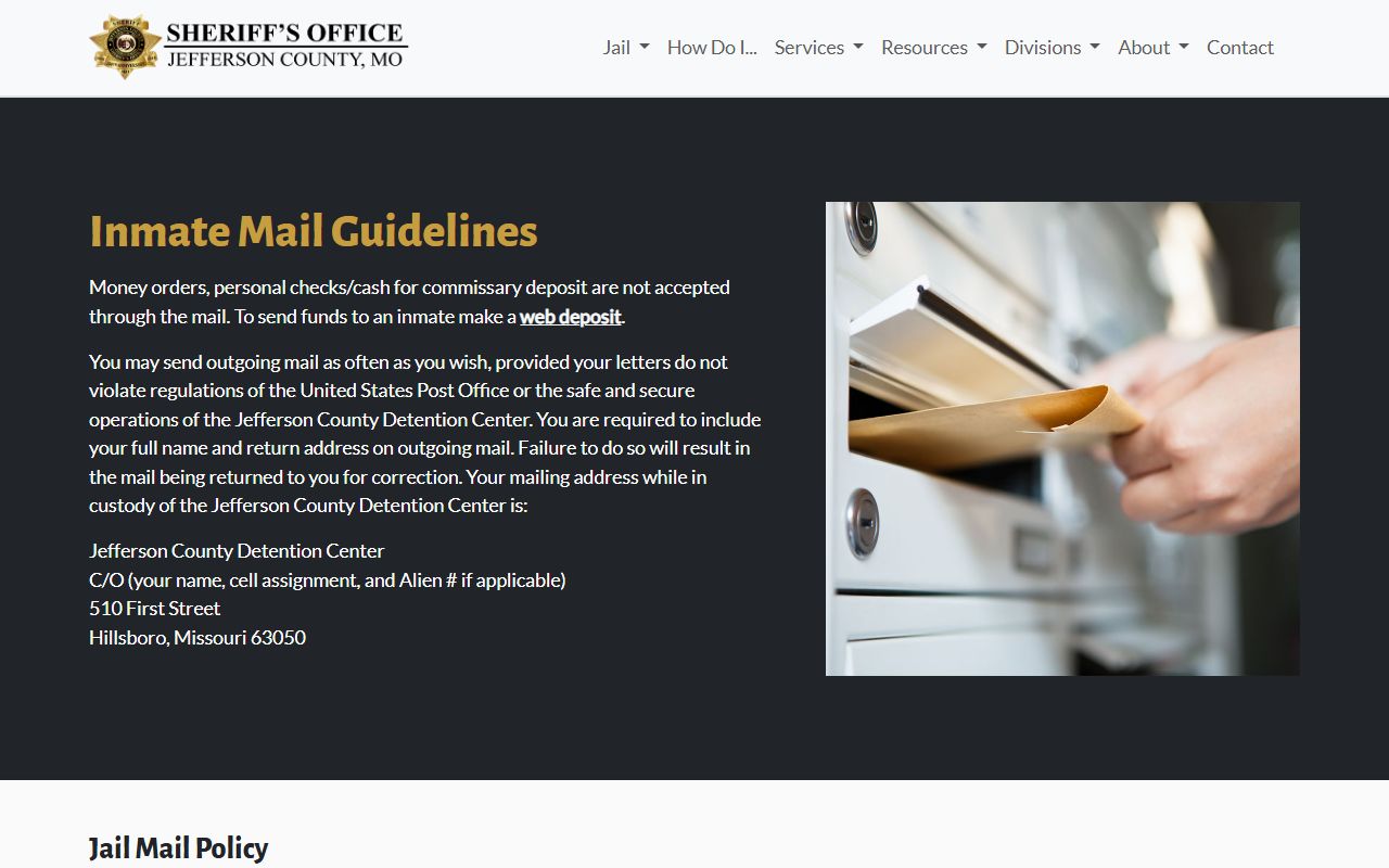 Jefferson County inmate records mail rules source