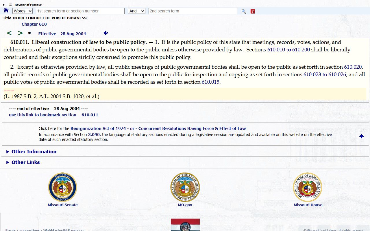 Jefferson County court records Missouri Sunshine Law source