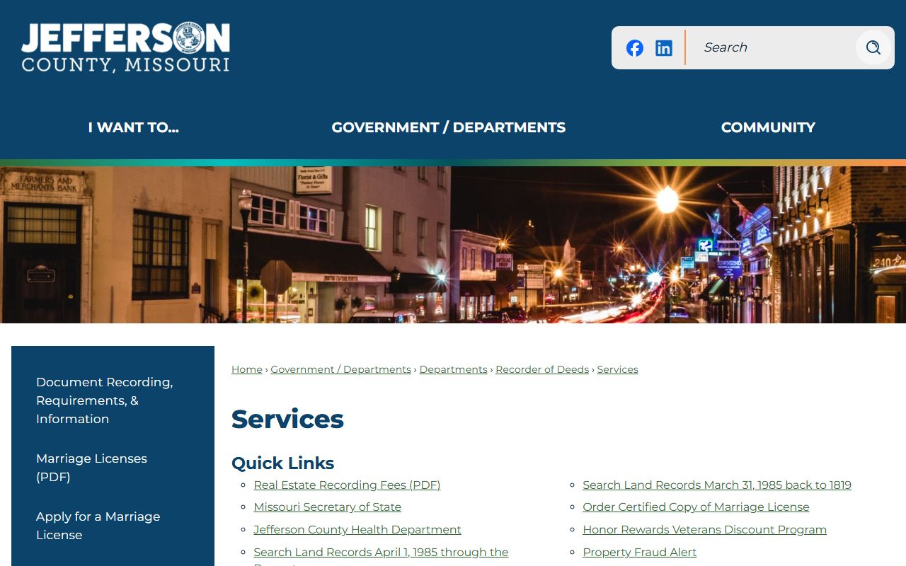 Jefferson County marriage records Recorder services