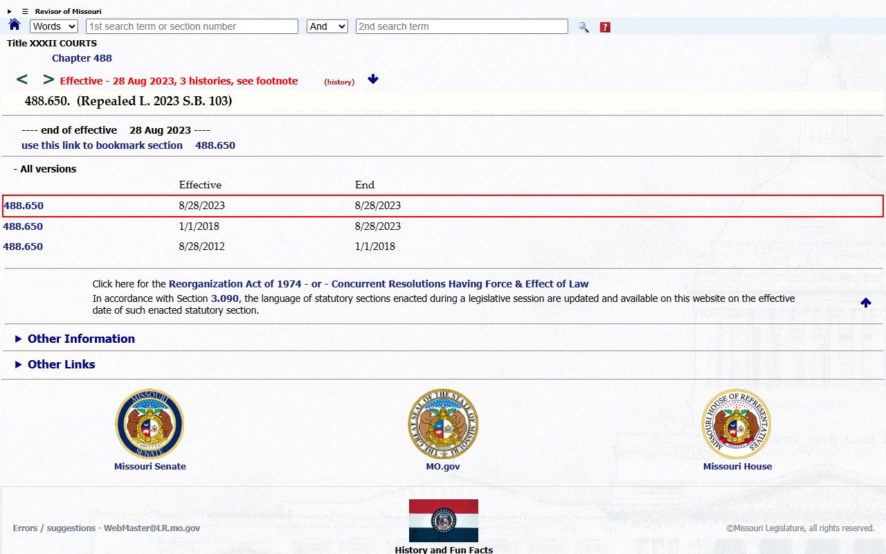 Jefferson County probate records Missouri court fee statute